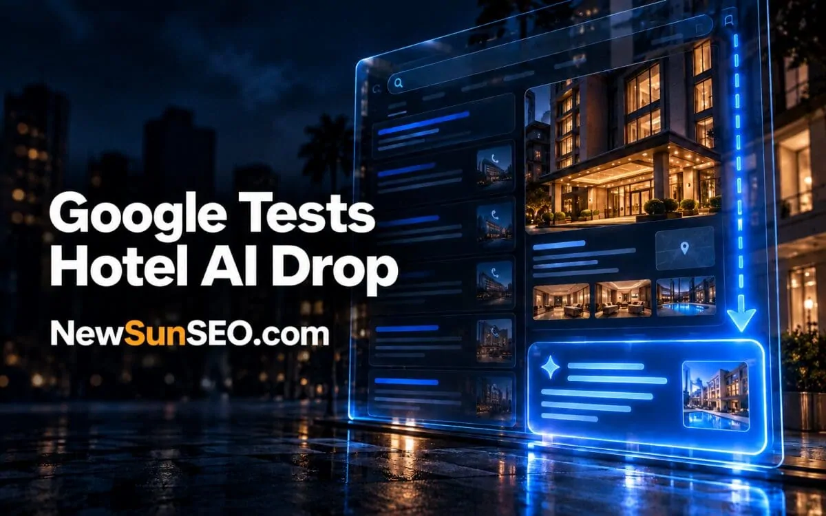 Google AI Overviews placed below a hotel knowledge panel on a search results screen