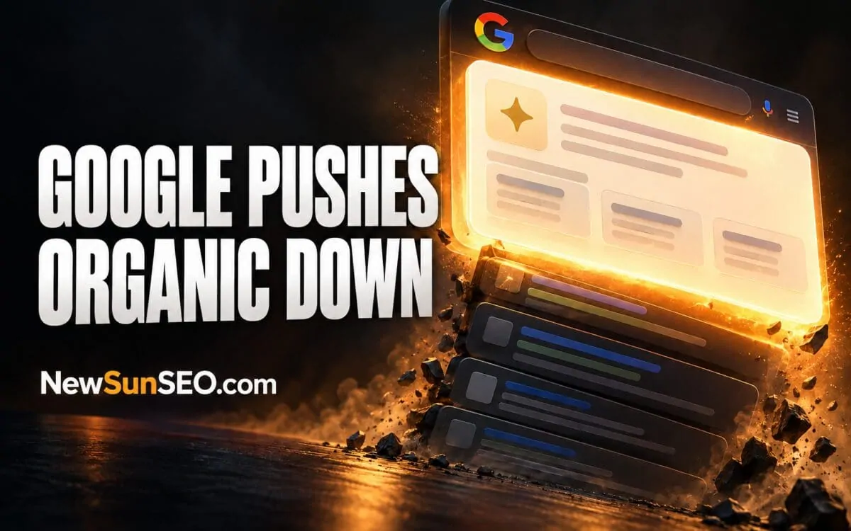 Google AI Overviews answer box pushing organic search results down the page