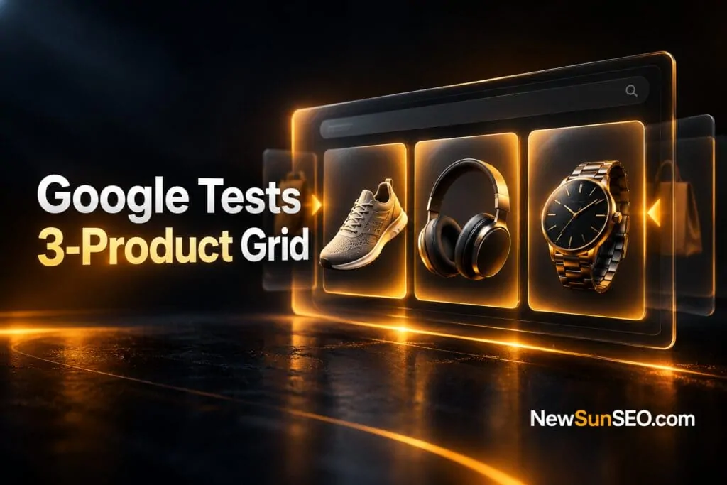 Google products grid displaying a sneaker, headphones, and watch