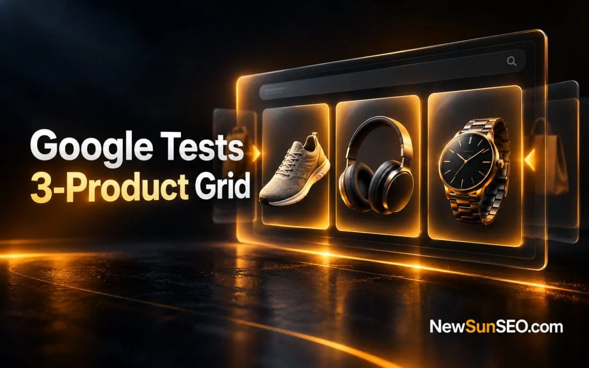 Google products grid displaying a sneaker, headphones, and watch