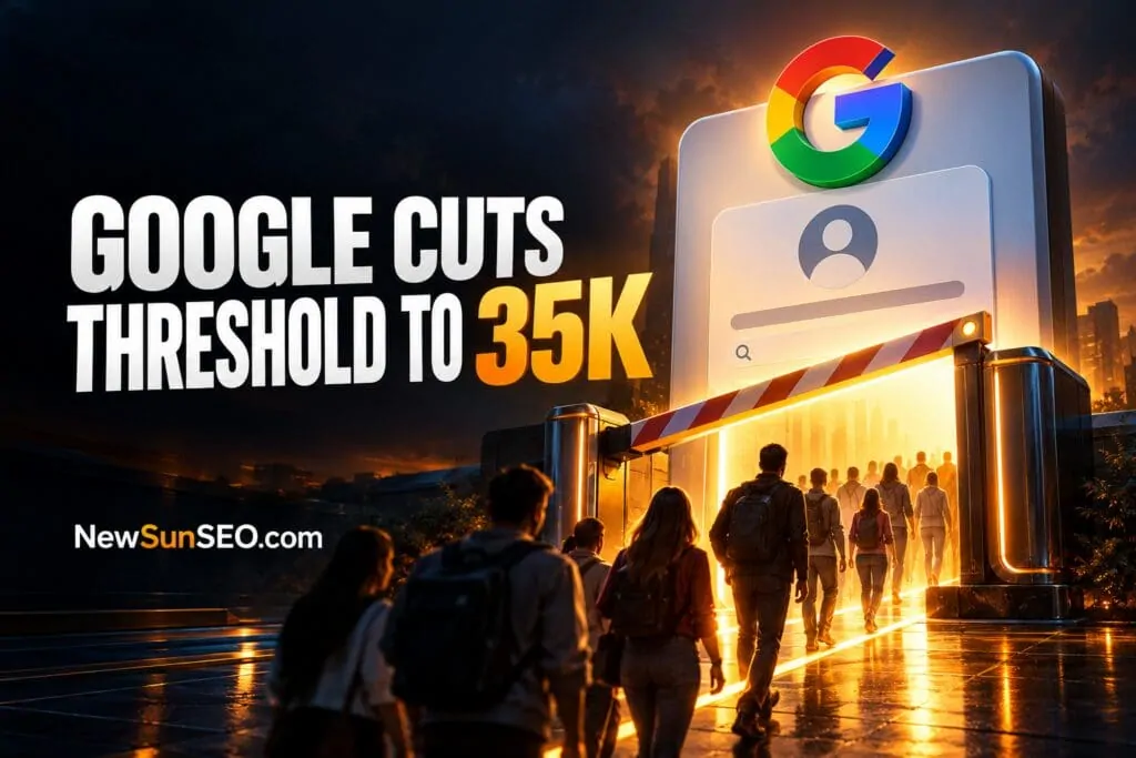Creators walking through a lowered Google search profile follower threshold gate