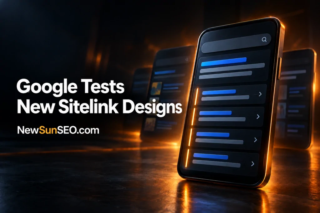 Google sitelinks layout displayed on a smartphone showing stacked search results