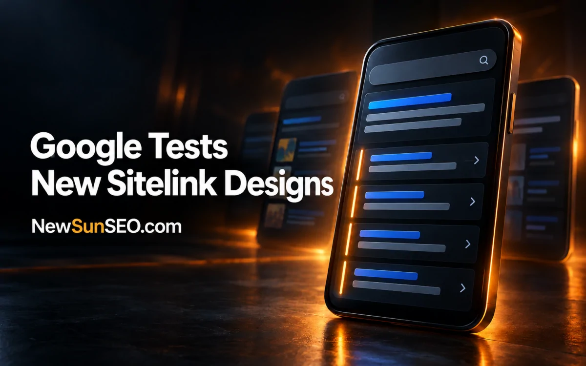 Google sitelinks layout displayed on a smartphone showing stacked search results
