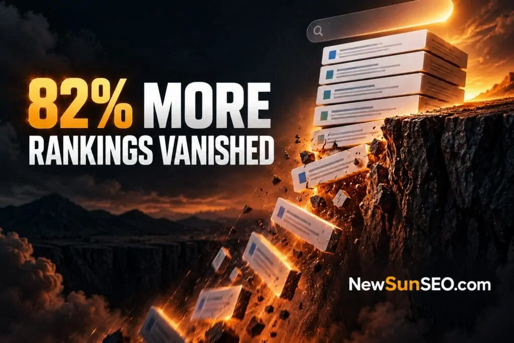 Search result cards tumbling off a cliff after the Google spam update
