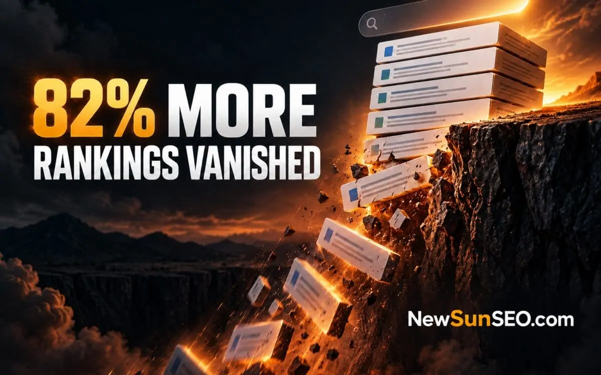 Search result cards tumbling off a cliff after the Google spam update