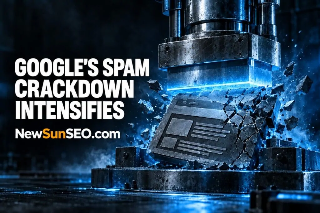 Hydraulic press crushing a webpage during the Google spam update
