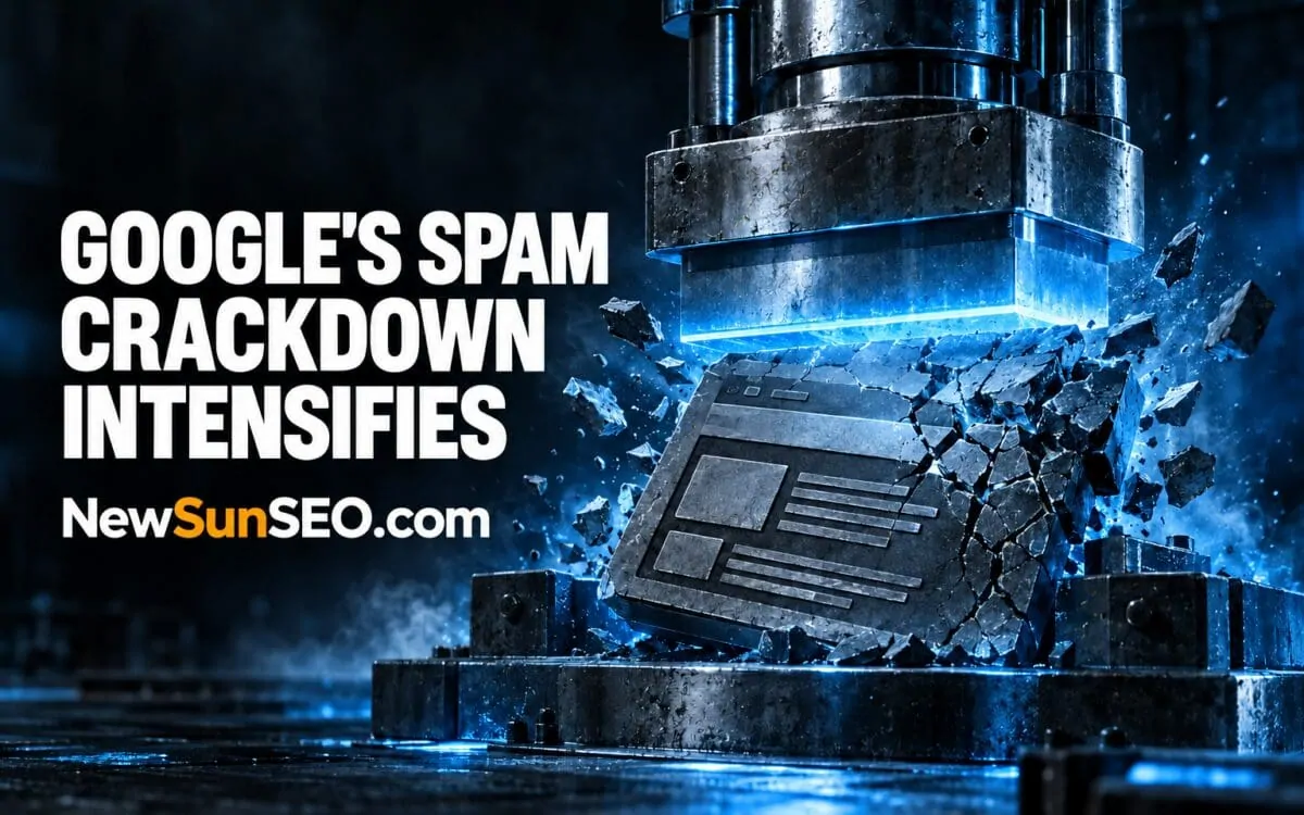 Hydraulic press crushing a webpage during the Google spam update
