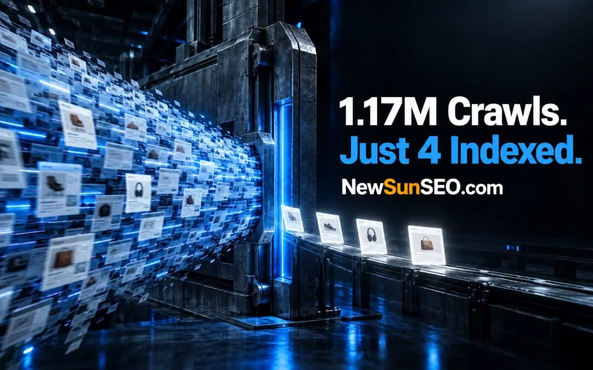 Large product aggregator pages funneling through an industrial sorting gate