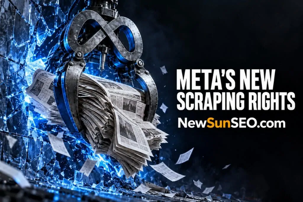 Mechanical claw crushing newspapers amid Meta commercial terms scraping controversy