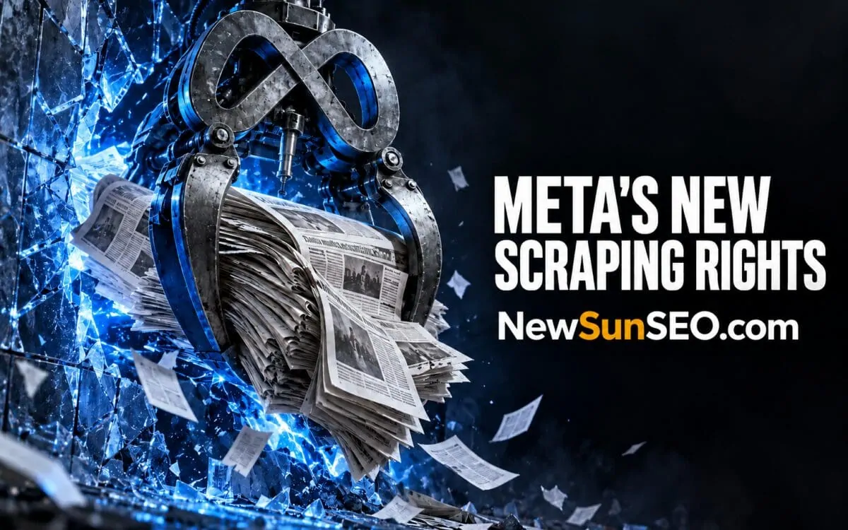 Mechanical claw crushing newspapers amid Meta commercial terms scraping controversy