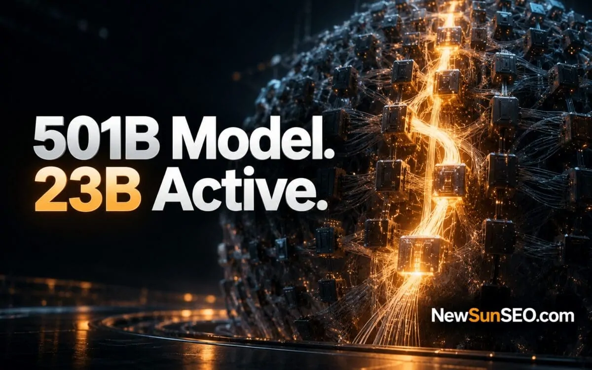 Glowing interconnected nodes representing a 501B open-weight model for coding tasks