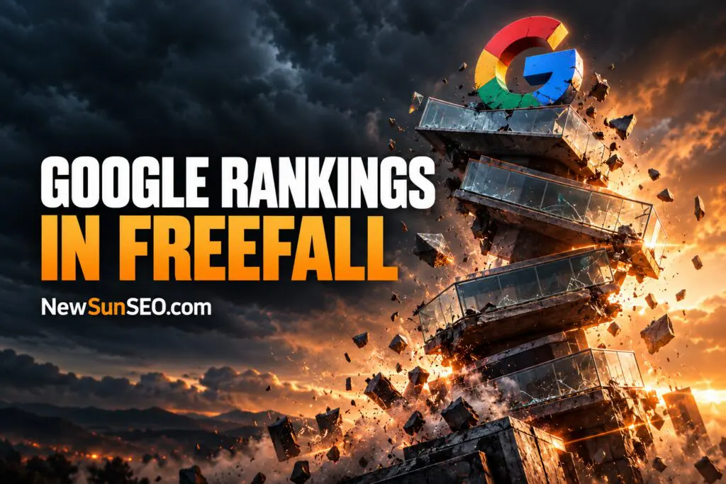 Small boat tossed on stormy sea showing Google ranking volatility