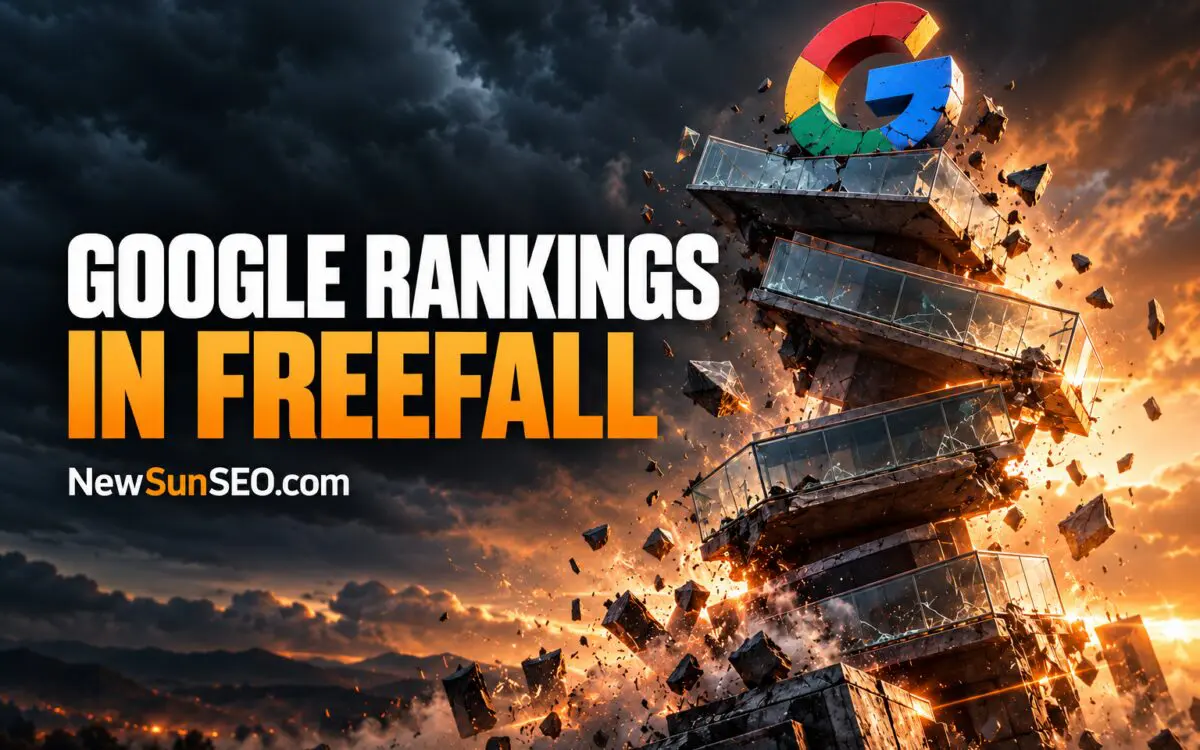 Small boat tossed on stormy sea showing Google ranking volatility