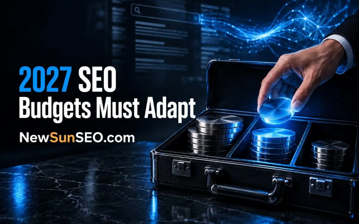 Hand stacking coins into an open briefcase representing an SEO budget