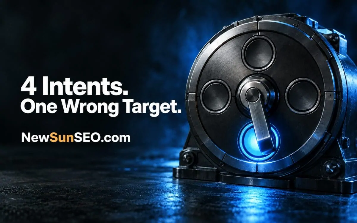 Metallic safe dial highlighting four types of keywords in SEO targeting