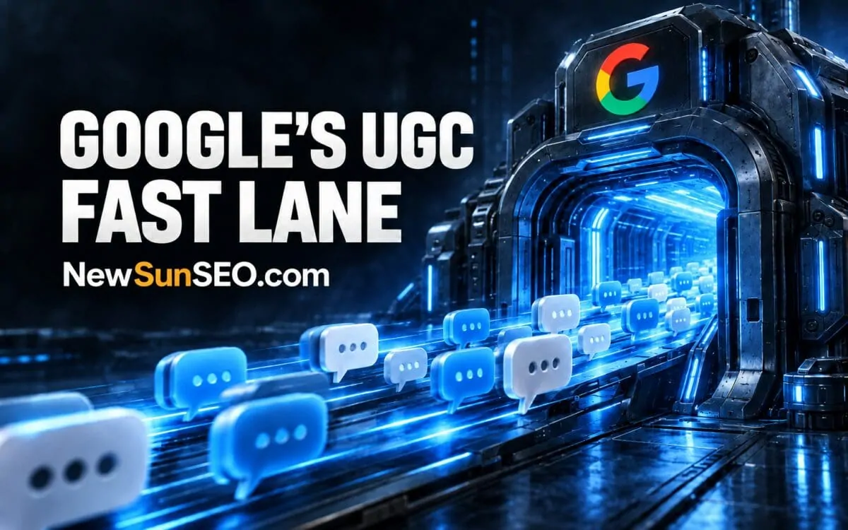 UGC fresh data program represented by chat bubbles speeding through a neon tunnel