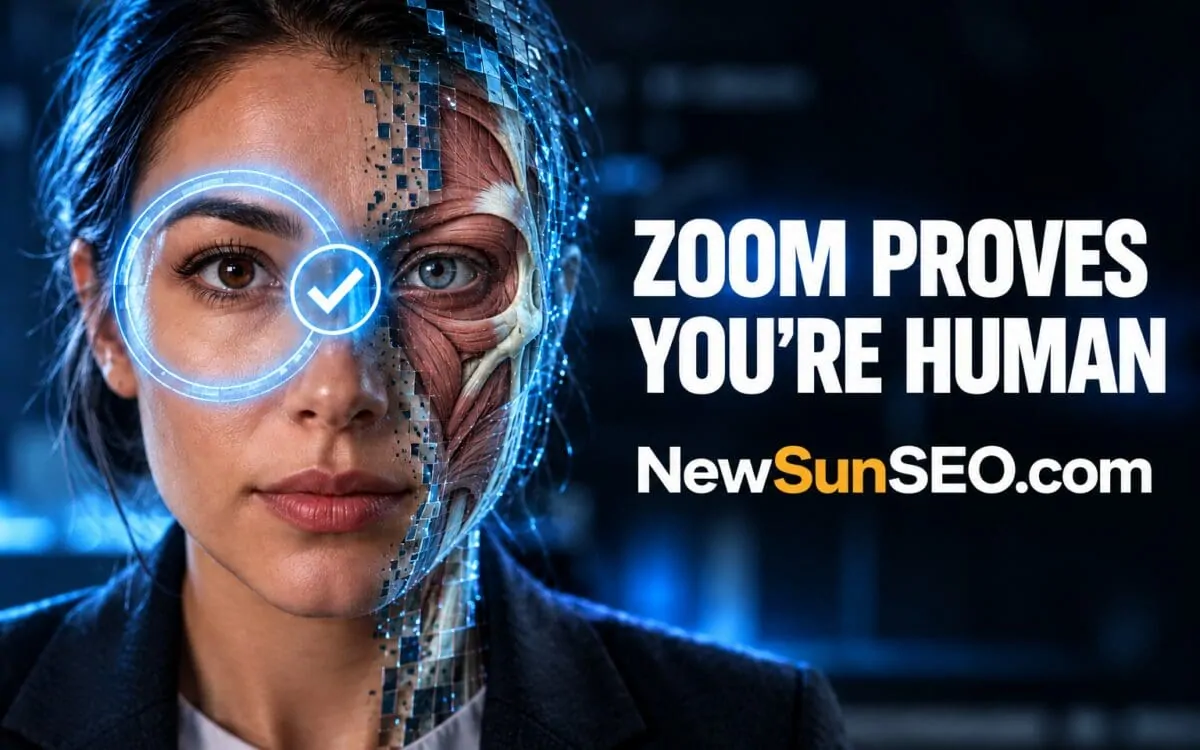 Zoom proof of human verification scanning a woman's face for deepfake detection