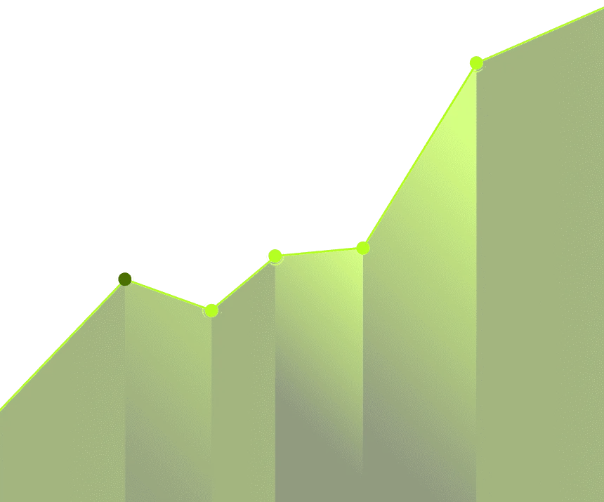 Green line chart trending upward