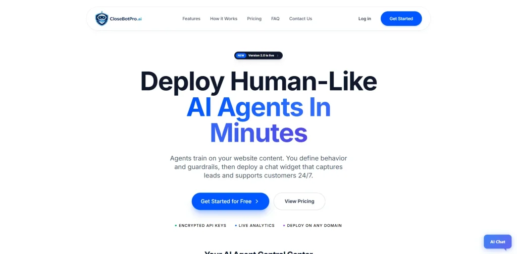 CloseBot Pro AI chat platform built by NewSunSEO