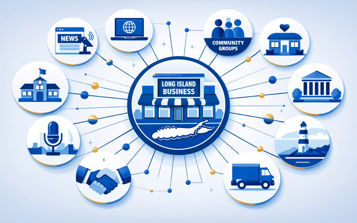 Long Island business connected to a network of local backlink sources