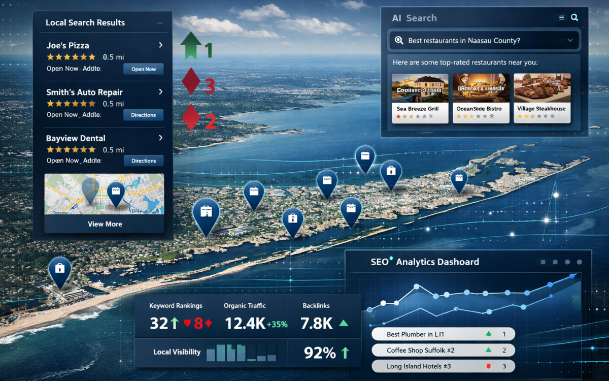 Long Island SEO services driving rankings for Nassau and Suffolk County businesses in 2026