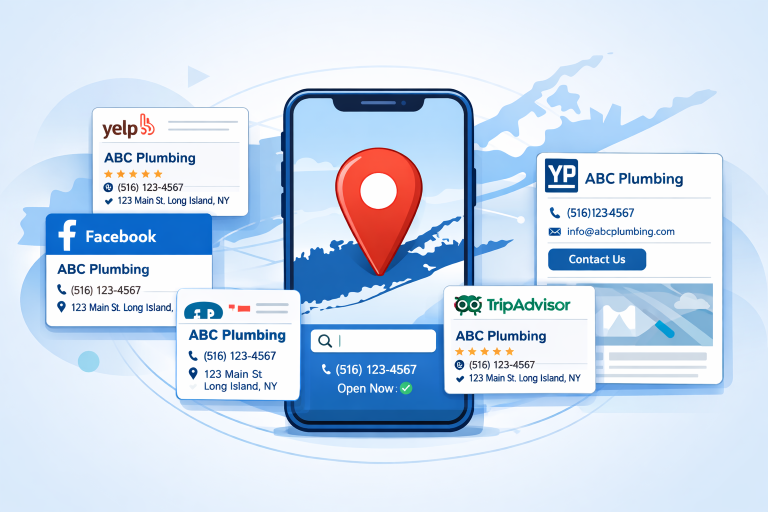 Consistent business listings and a mobile-friendly website supporting Long Island local SEO