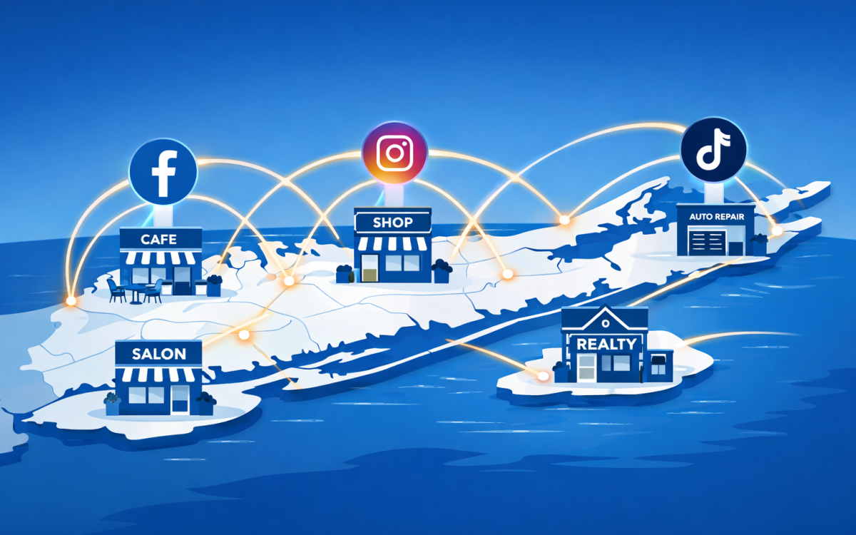Social media platforms connecting to local Long Island businesses