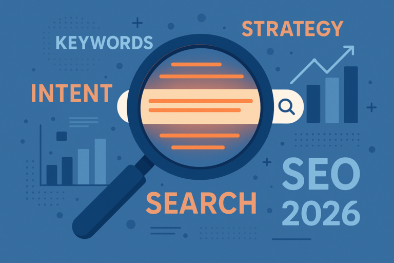 SEO keyword strategy illustration showing long-tail search queries