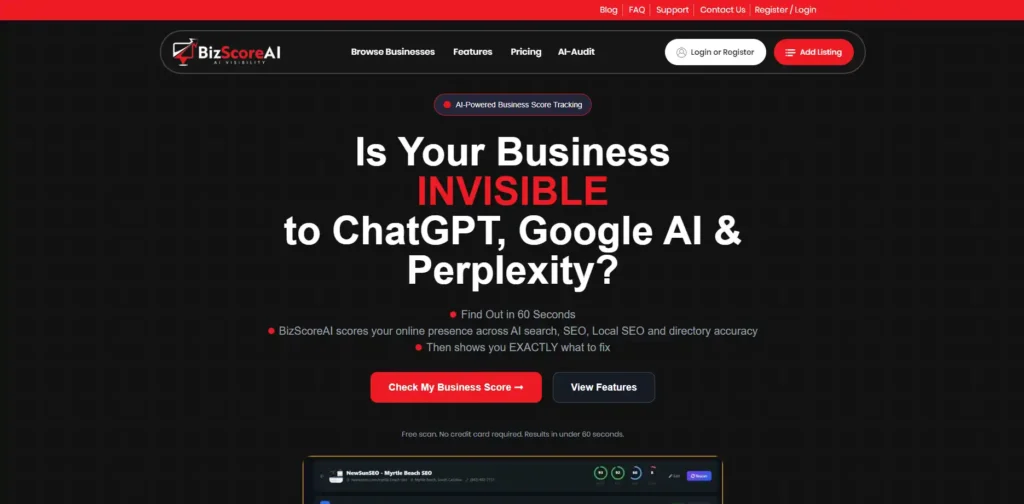 BizScoreAI business directory built by NewSunSEO