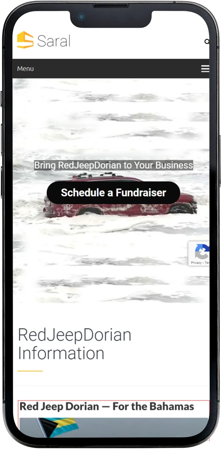 The Red Jeep Dorian website design shown on a smartphone screen