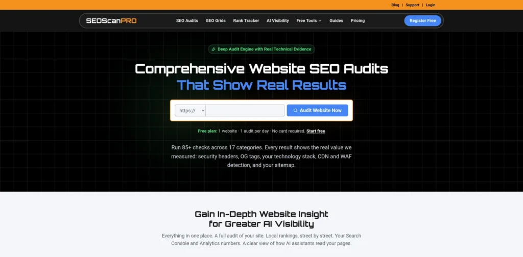 SEOScanPRO website audit platform built by NewSunSEO
